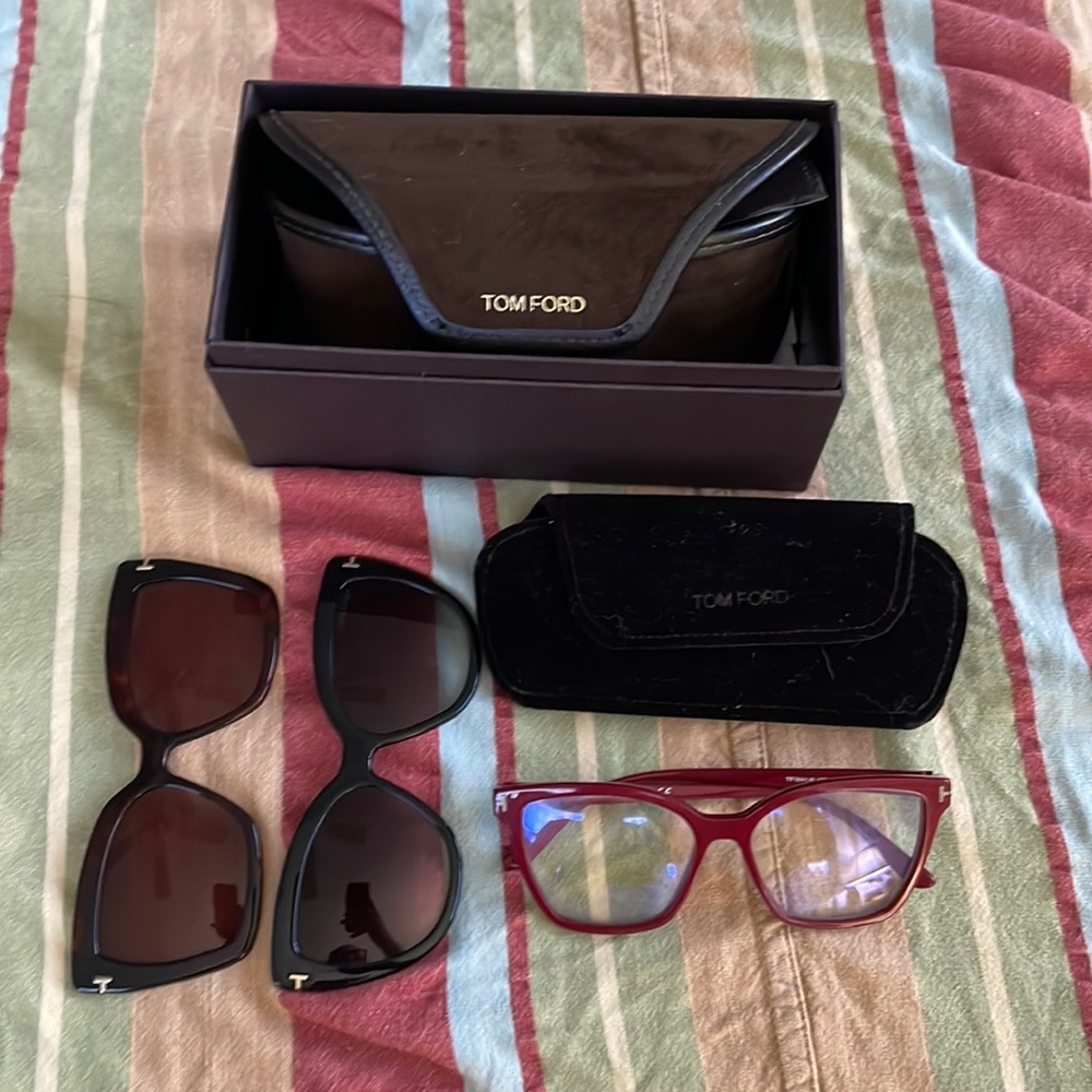 Tom Ford Blue Light Glasses + two magnetic sunglass attachments